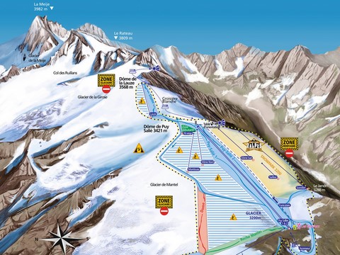 Plan des pistes Les 2 Alpes ski été
